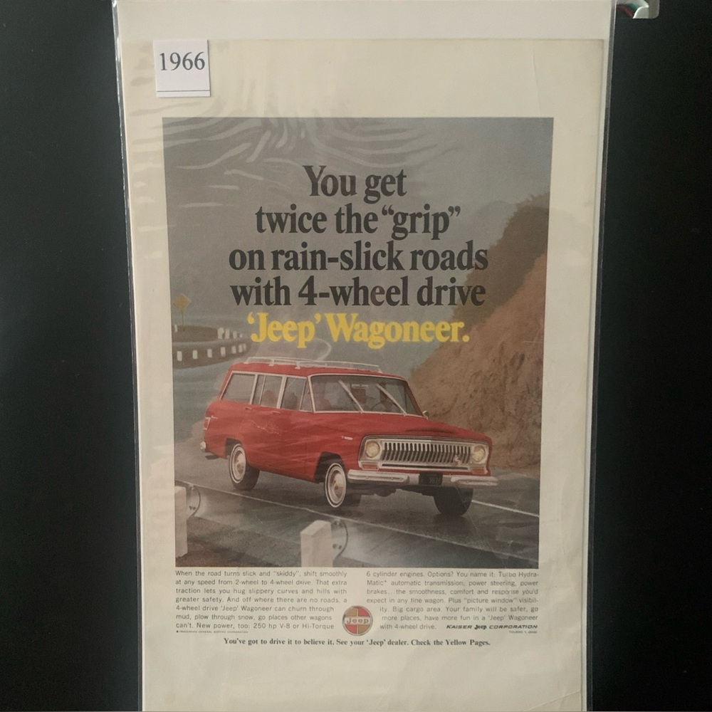 Vintage 1966 Jeep Wagoneer You Get Twice The Grip on Slick Roads Advertisement